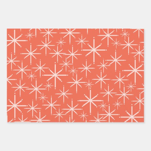 Moderne Sternexplosion Muster Blush Coral Geschenkpapier Set (Vorderseite 2)