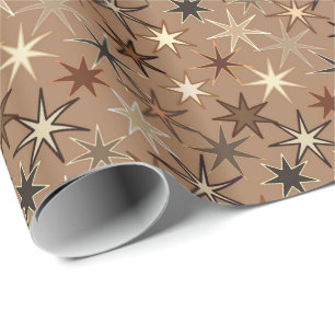 Moderne Sternexplosion Print, Coffee Brown und Bei Geschenkpapier