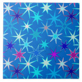 Moderne Sternexplosion Print, Deep Cerulean Blue Fliese (Vorderseite)