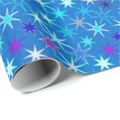 Moderne Sternexplosion Print, Deep Cerulean Blue Geschenkpapier (Rolleneckpunkt)