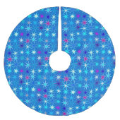 Moderne Sternexplosion Print, Deep Cerulean Blue Polyester Weihnachtsbaumdecke (Vorderseite)
