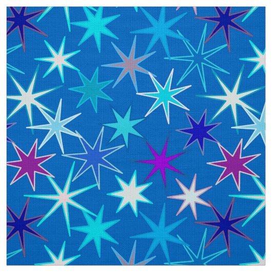 Moderne Sternexplosion Print, Deep Cerulean Blue Stoff (Muster)