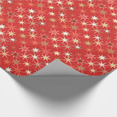 Moderne Sternexplosion Print, Deep Mandarin Orange Geschenkpapier (Ecke)