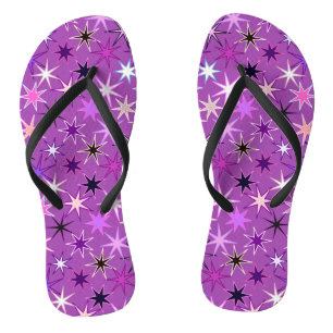 Moderne Sternexplosion Print, Violet Lila und Orch Badesandalen