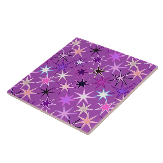 Moderne Sternexplosion Print, Violet Lila und Orch Fliese (Seite)