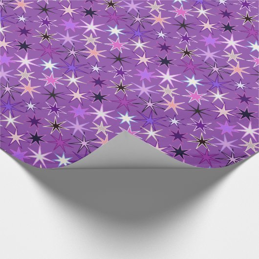 Moderne Sternexplosion Print, Violet Lila und Orch Geschenkpapier (Ecke)