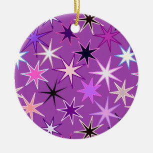 Moderne Sternexplosion Print, Violet Lila und Orch Keramikornament