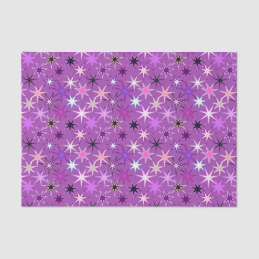 Moderne Sternexplosion Print, Violet Lila und Orch Seidenpapier (Vorderseite)