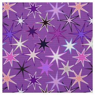 Moderne Sternexplosion Print, Violet Lila und Orch Stoff