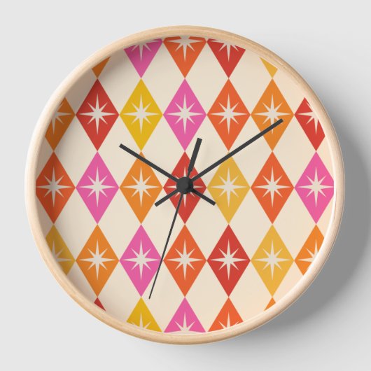 Moderne Sternexplosionen des Mitteljahrs auf Retro Uhr (Vorderseite)