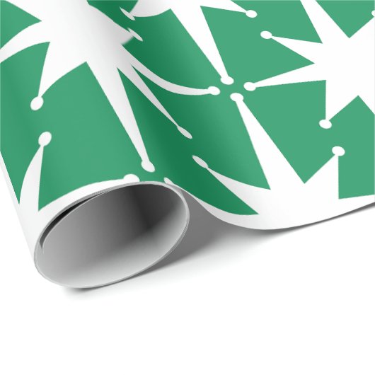 Moderne Sternexplosionen Kelly Green Pattern Mitte Geschenkpapier (Rolleneckpunkt)