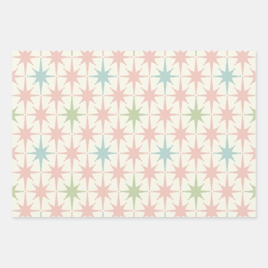 Moderne Sternexplosionen und Streifen Pastel Geschenkpapier Set (Vorderseite 3)