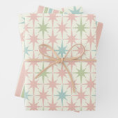 Moderne Sternexplosionen und Streifen Pastel Geschenkpapier Set (Beispiel)