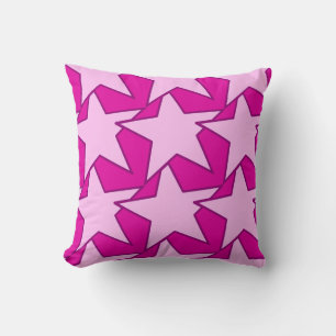 Moderne Sterngeometrie - Fuchsia und Eisrosa Kissen