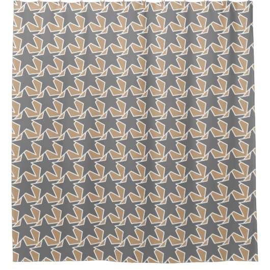 Moderne Sterngeometrie - taupe und grau / grau Duschvorhang (Vorderseite)
