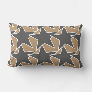 Moderne Sterngeometrie - taupe und grau / grau Lendenkissen