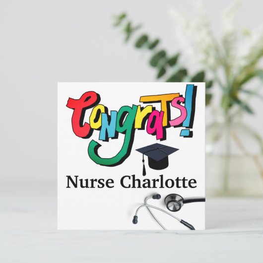 Moderne Stethoscope Nurse Abschluss Card (Stehend Vorderseite)