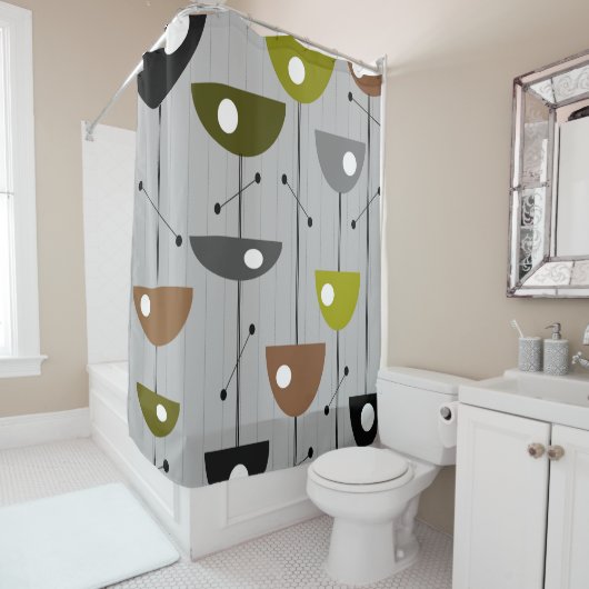 Moderne Stick-Blume des Mittelalters Duschvorhang (Beispiel)