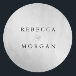 Moderne Stickerei für Silberhochzeit Runder Aufkleber<br><div class="desc">Moderne Silver Wedding Couple Name Sticker Siehe Niche und Nest Shop für passende Sammlung.</div>