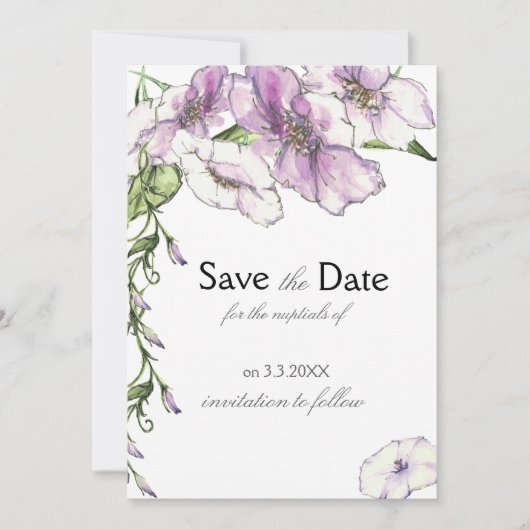 Moderne Stiefmütterchen Save-the-Date-Karte Save The Date (Vorderseite)