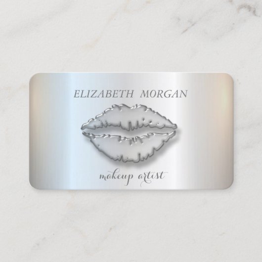 Moderne Stilelemente,Silber,Makeup Artist,Lippen Visitenkarte (Vorderseite)