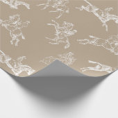 Moderne Stilfserei Taupe White Horseback Reitstall Geschenkpapier (Ecke)