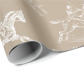 Moderne Stilfserei Taupe White Horseback Reitstall Geschenkpapier (Rolleneckpunkt)