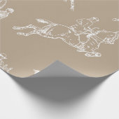 Moderne Stilfserei Taupe White Horseback Reitstall Geschenkpapier (Ecke)