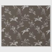 Moderne Stilfserei Taupe White Horseback Reitstall Geschenkpapier (Flach)