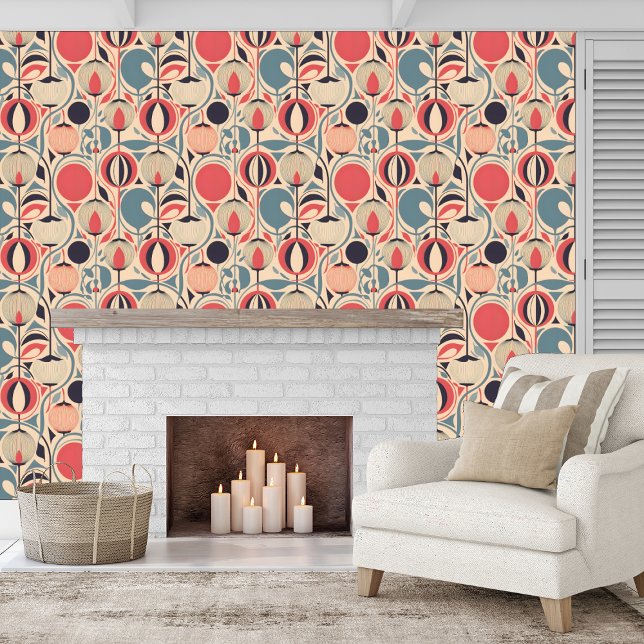 Moderne, stilisierte Kalyxen und Samentöpfe Peel & Tapete (Von Creator hochgeladen)