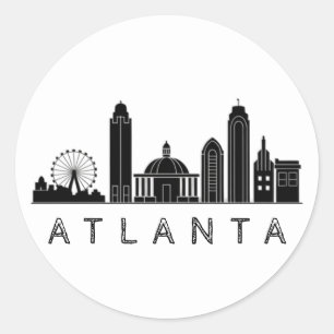 Moderne stilisierte Skyline von Atlanta Georgia Runder Aufkleber