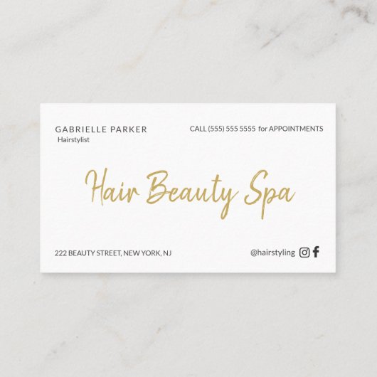 Moderne Stilistik aus weißem und schwarzem Schrift Visitenkarte (Rückseite)