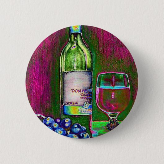 Moderne Stilllebenkunst des Weins und Trauben Button (Vorderseite)