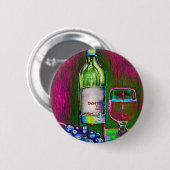 Moderne Stilllebenkunst des Weins und Trauben Button (Vorne & Hinten)