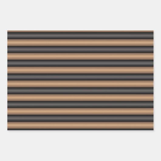 Moderne, stilvoll getoastete braune Streifen mit T Geschenkpapier Set (Vorderseite 3)