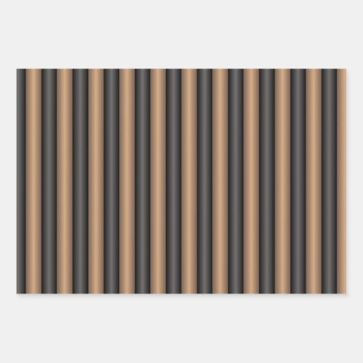 Moderne, stilvoll getoastete braune Streifen mit T Geschenkpapier Set (Vorderseite 2)