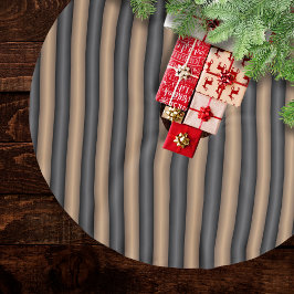 Moderne, stilvoll getoastete braune Streifen mit T Polyester Weihnachtsbaumdecke