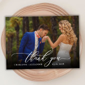 Moderne, stilvolle 2-Foto Hochzeit Dankeschön Card Dankeskarte