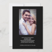 Moderne, stilvolle 2-Foto Hochzeit Verlobung Black Save The Date (Rückseite)