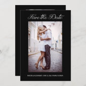 Moderne, stilvolle 2-Foto Hochzeit Verlobung Black Save The Date (Vorne/Hinten)