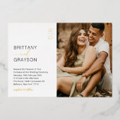 Moderne, stilvolle 2-Foto Hochzeitsfoil Einladung (Vorderseite)