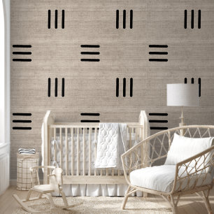 Moderne stilvolle afrikanische Mudcloth Beige Tapete