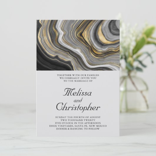 Moderne, stilvolle Agate Geode Pattern Wedding Einladung (Stehend Vorderseite)