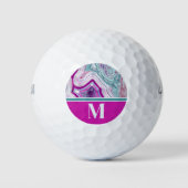 Moderne stilvolle Anfangsmonogramm Golfball (Vorderseite)