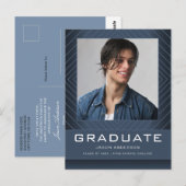 Moderne stilvolle Ankündigung 1 Foto Blue Grad Postkarte (Vorne/Hinten)
