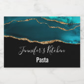 Moderne, stilvolle Aquamarine Agate & Gold Ribbon  Lebensmitteletikett (Einzelnes Label)