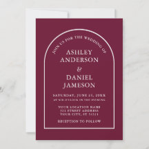 Moderne, stilvolle Arch Burgundy Wedding