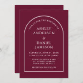 Moderne, stilvolle Arch Burgundy Wedding Einladung (Vorne/Hinten)