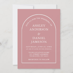 Moderne, stilvolle Arch Dusty Rose Wedding Einladung