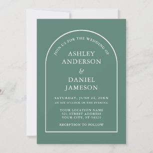 Moderne, stilvolle Arch Eukalyptus Green Wedding Einladung